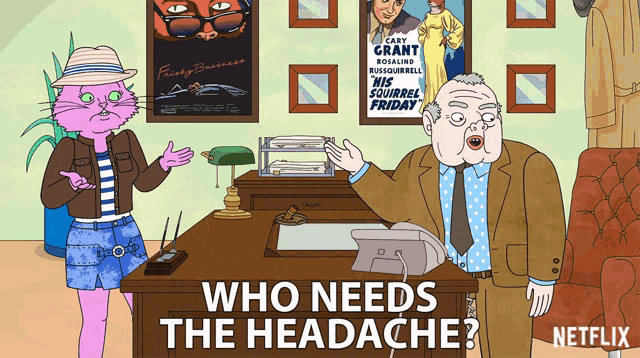 a cartoon advertisement for netflix shows a cat and a man