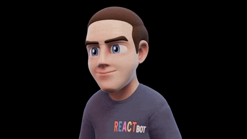 a 3d cartoon character is saying i 'm reactbot .