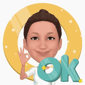 a cartoon woman is giving the ok sign and holding the word ok