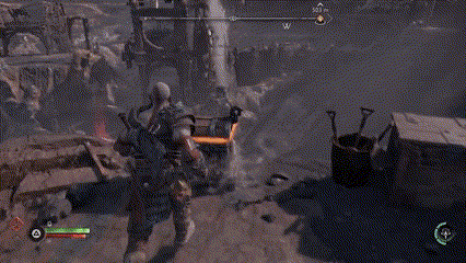 a man is holding a sword in a video game with a bucket and shovel in the foreground