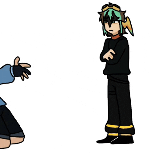 a boy in a blue hoodie is kneeling down next to another boy in a black hoodie .