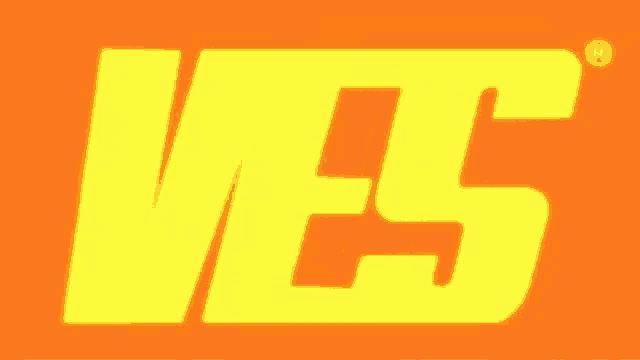 a yellow ves logo is on a orange background