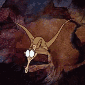 a cartoon drawing of a bird with a long neck