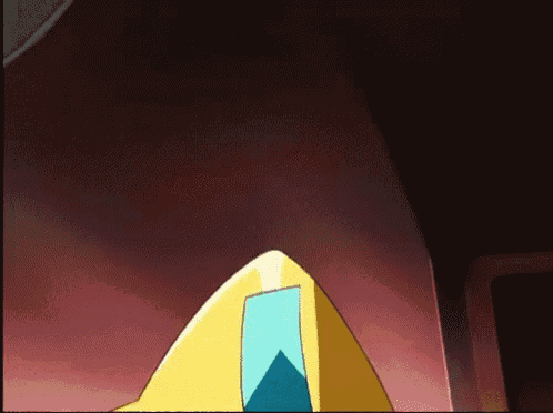 a cartoon pyramid with a blue triangle on it