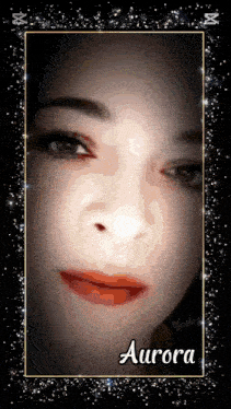 a picture of a woman 's face with the name aurora on the bottom