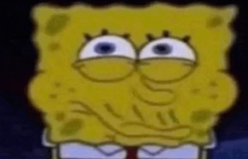 a close up of a cartoon character , spongebob squarepants , with big eyes .