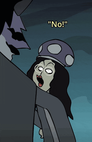 a cartoon character says " no " while standing next to another character