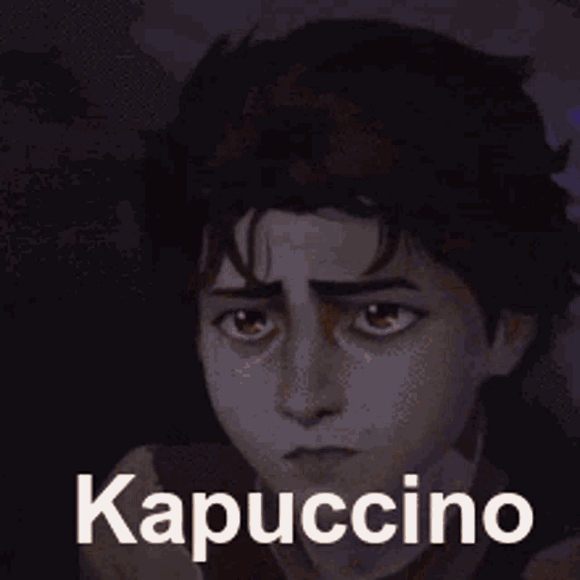 a person is kneeling down in the sand and the word kapuccino is on the bottom of the image