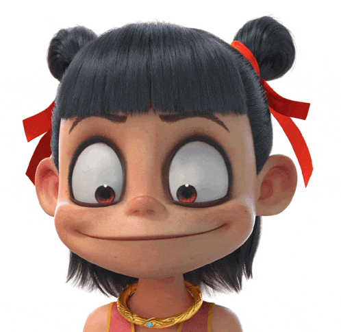 a close up of a cartoon character 's face with big eyes