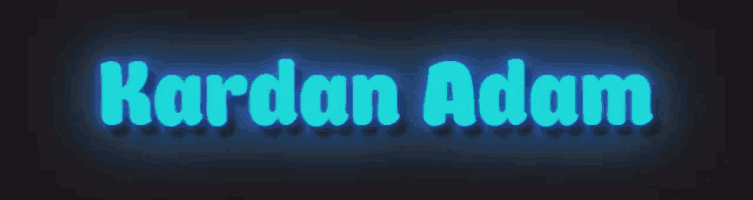 a neon sign that says kardan adam on a dark background