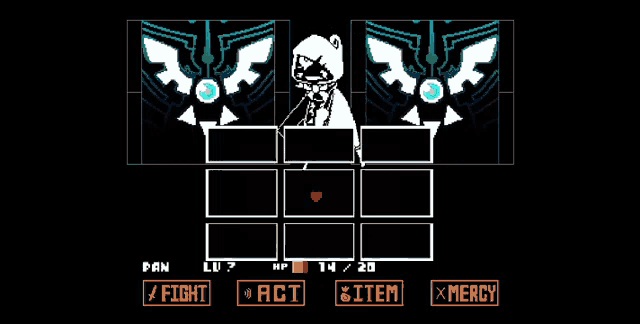 a black and white video game screen with a cartoon character and a heart in the middle of it .
