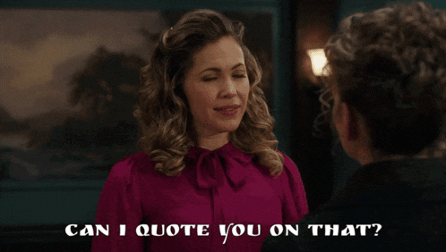 a woman in a purple shirt says " can i quote you on that " to another woman