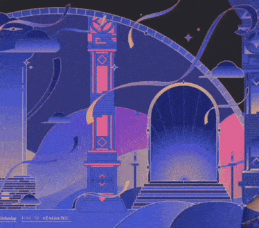 an illustration of a tower and stairs with the hashtag #zalandlive