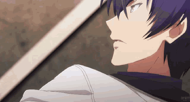 a close up of a man 's face with the word anime on the bottom right