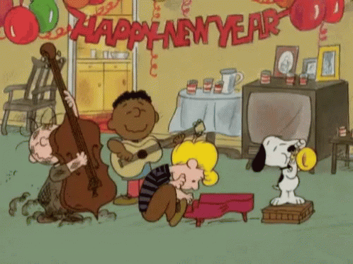 Snoopy Happy New Year GIF - Snoopy Happy New Year Music GIFs