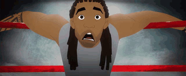 a cartoon of a man in a boxing ring