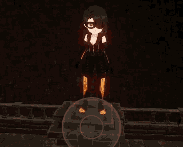 a cartoon character with glowing legs is standing in front of a wall