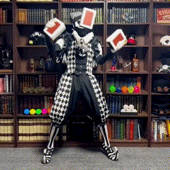 a man in a skeleton costume is holding playing cards