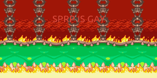 a red and green background with the words sprp is gay