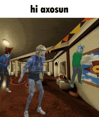 a video game scene with the words hi axosun on the top