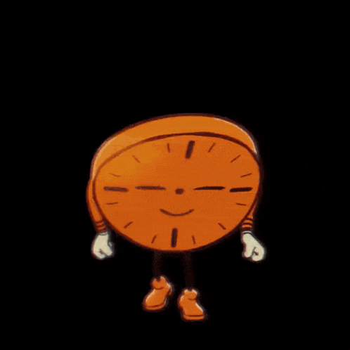 a cartoon clock with a speech bubble that says hey y'all