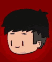 a cartoon drawing of a boy 's head with a white line crossing it