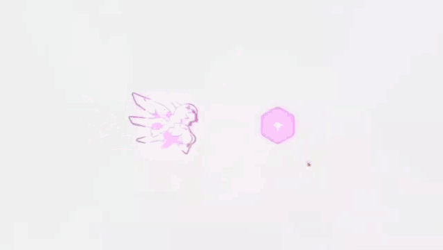 a purple background with a purple cube and a pink icon