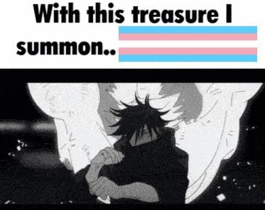 a black and white drawing of a person with the words with this treasure i summon