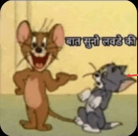 a cartoon of tom and jerry talking to each other in a room .