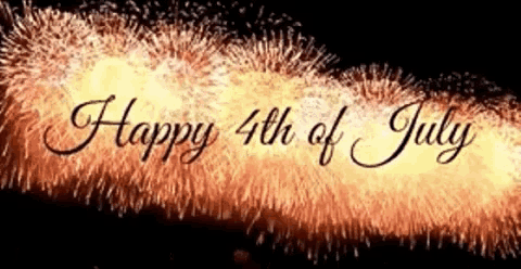 a fireworks display with the words happy 4th of july written on it