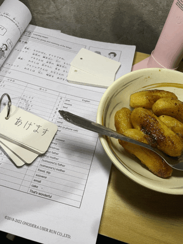a plate of food sits next to a book that says onodera user run co.ltd.