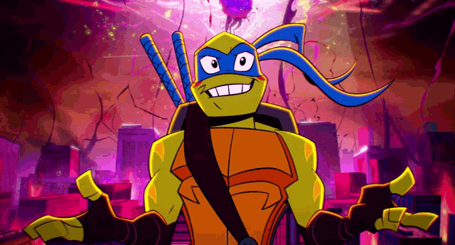 a teenage mutant ninja turtle with a blue headband