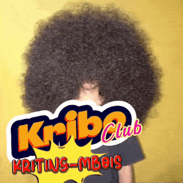 a person with a huge afro behind a kris club logo