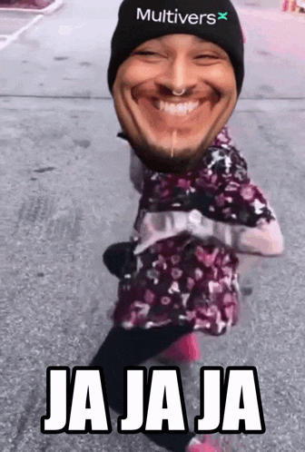 a man wearing a hat that says multivers is making a funny face