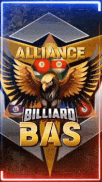 a logo for alliance billiard bas with an eagle on it