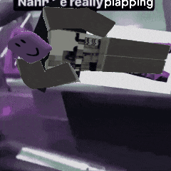 a video game character is laying on the ground with a purple smiley face and the words nannie e really pslapping
