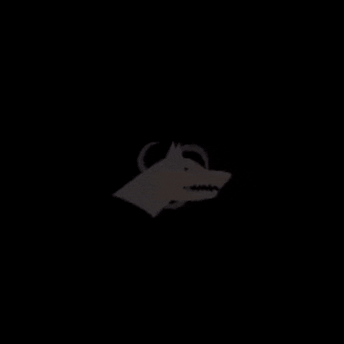 a silhouette of a wolf with a crescent moon around it