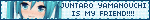 a sign that says juntaro yamanouchi is my friend with a picture of a girl
