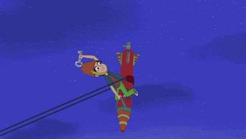 a cartoon drawing of a swing set with smoke coming out of it 's mouth