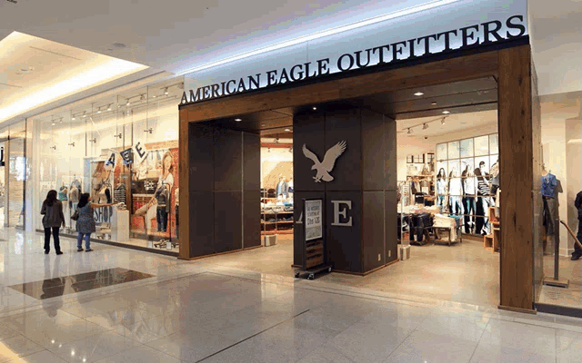a store called american eagle outfitters in a shopping mall