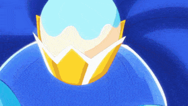 a cartoon character wearing a blue and yellow costume
