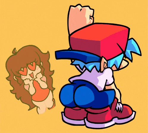 a cartoon of a boy and a girl with hearts on their face