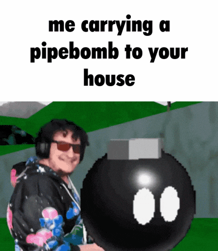 a man is carrying a pipebomb to his house .