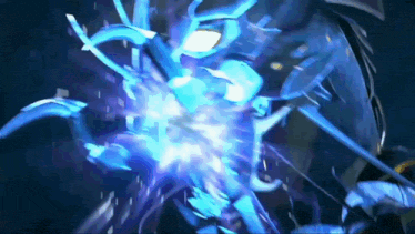 a blue light is coming out of a person 's body