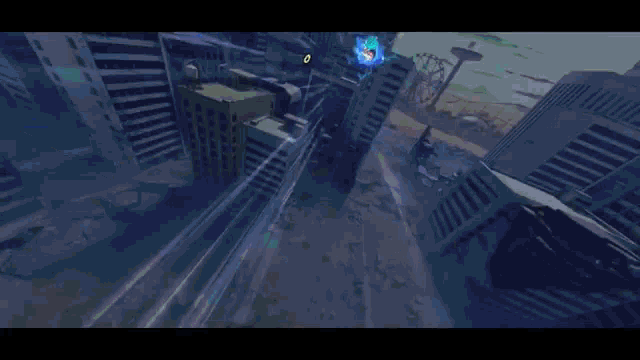 a cartoon character is flying through the air while another character is flying in the background .