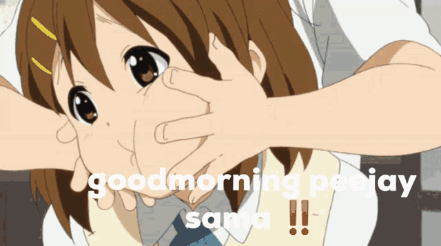 a picture of a girl with the words goodmorning peejay sama written on it