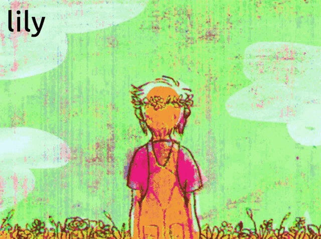 a drawing of a person with the word lily on the top