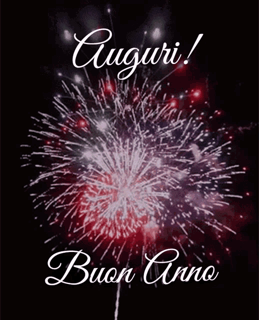a fireworks display with the words auguri buon anno written below it