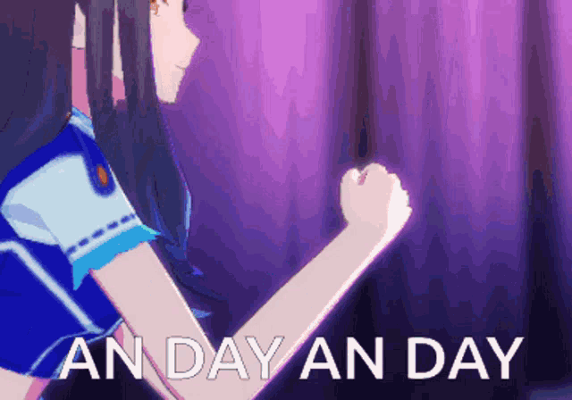 a picture of a girl with the words " an day an day " on the bottom