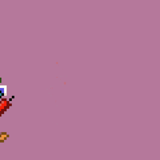 a pixel art drawing of a blue jay with a gun